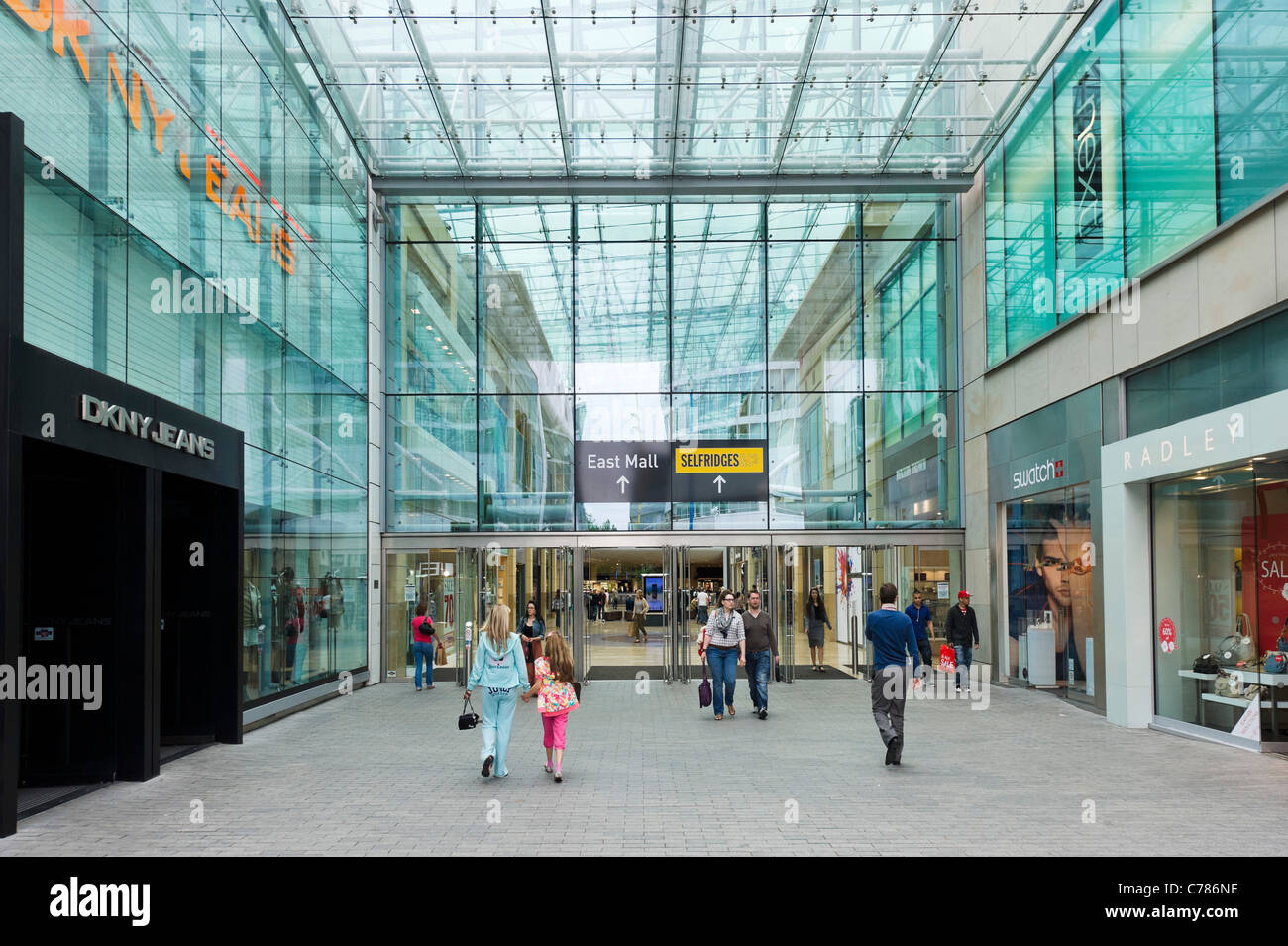 Eingang zur East Mall of Bull Ring Shopping Centre, Birmingham, West Midlands, England, UK Stockfoto