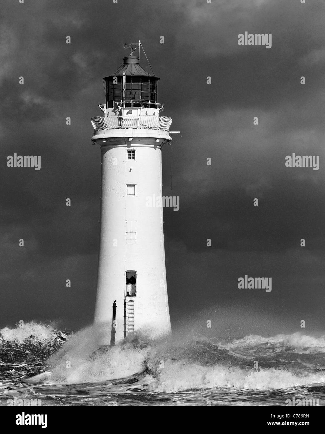 Barsch Rock New Brighton Leuchtturm Stockfoto