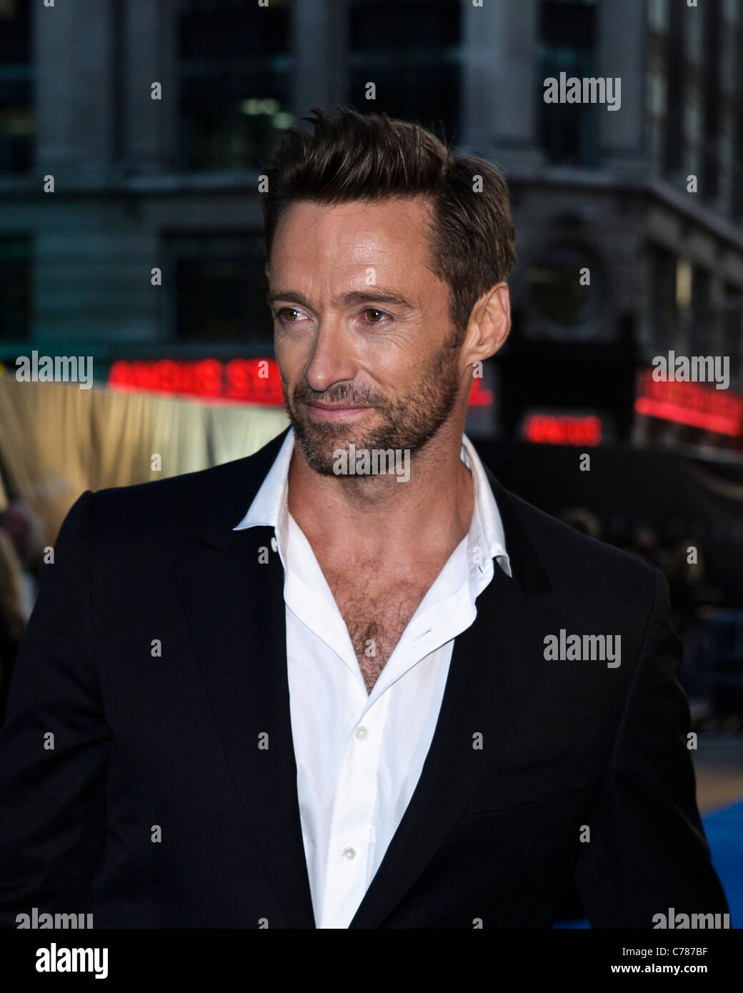 Schauspieler Hugh Jackman besucht die UK Premiere von Real Steel The Empire, Leicester Square, London auf 14. September 2011. Stockfoto