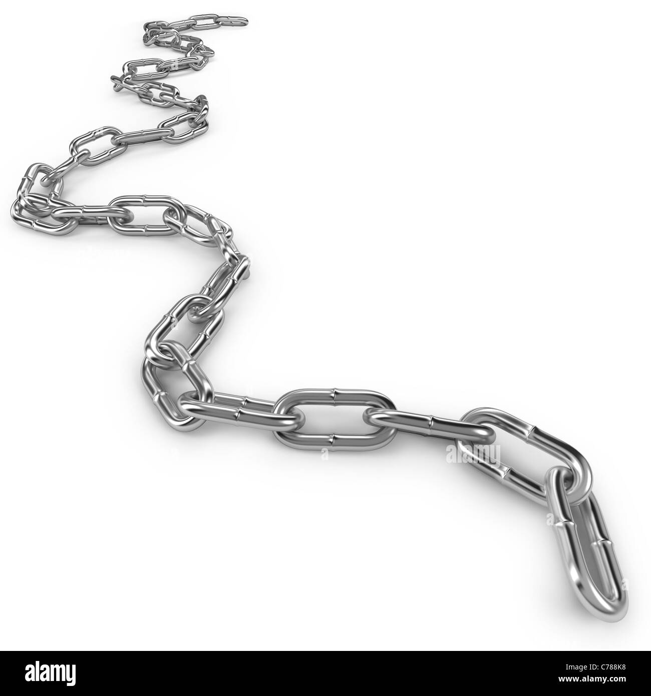 Kettenglieder in geschweiften Zusammensetzung auf weißem Hintergrund Stockfoto
