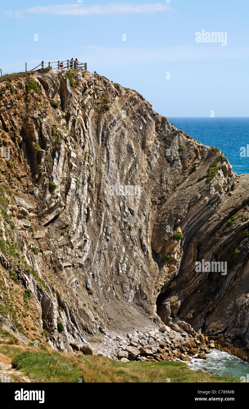 Stair Hole, Gesteinsschichten an der Jurassic Coast, Dorset, England Stockfoto