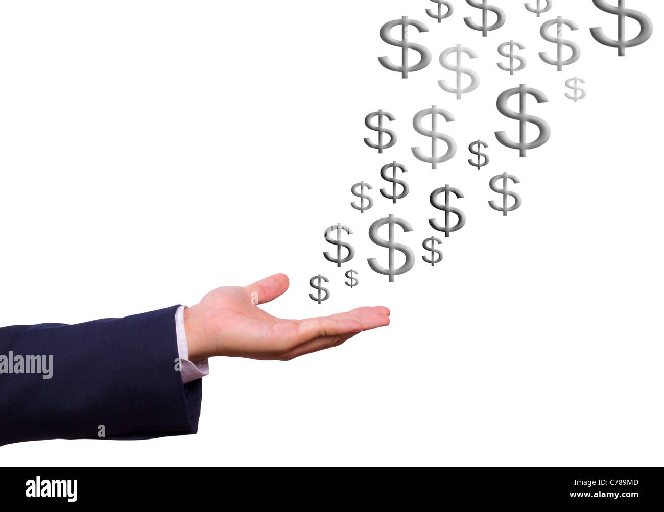 Business Mann Hand und Dollarzeichen Stockfoto