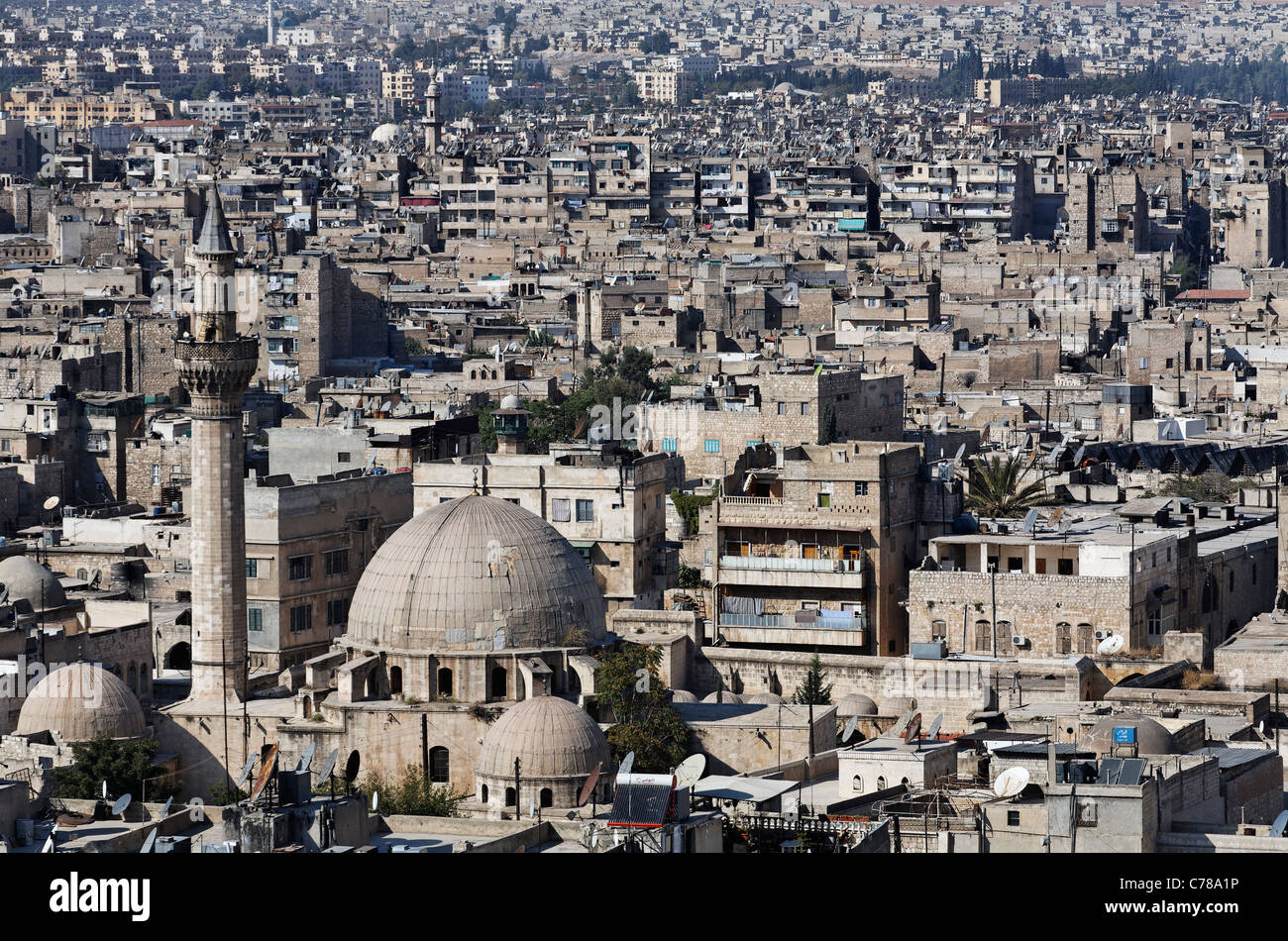 Blick über die Stadt von Aleppo, Syrien Stockfoto