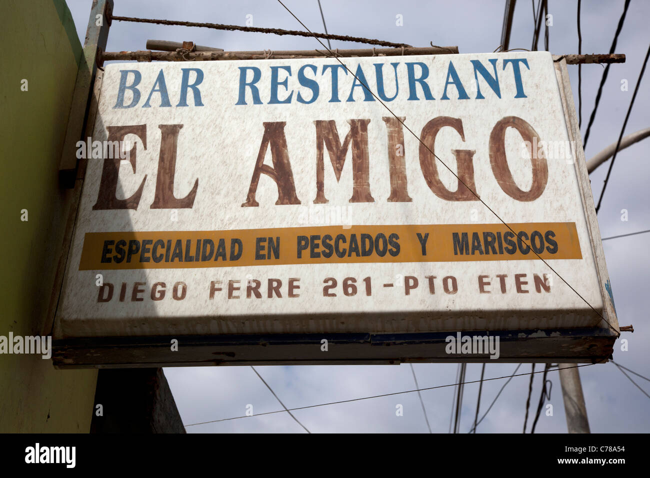 Restaurant El Amigo, einem berühmten Picanteria in Puerto Eten in der Nähe von Chiclayo, ein traditionelles Restaurant regionale Küche bekannt. Stockfoto
