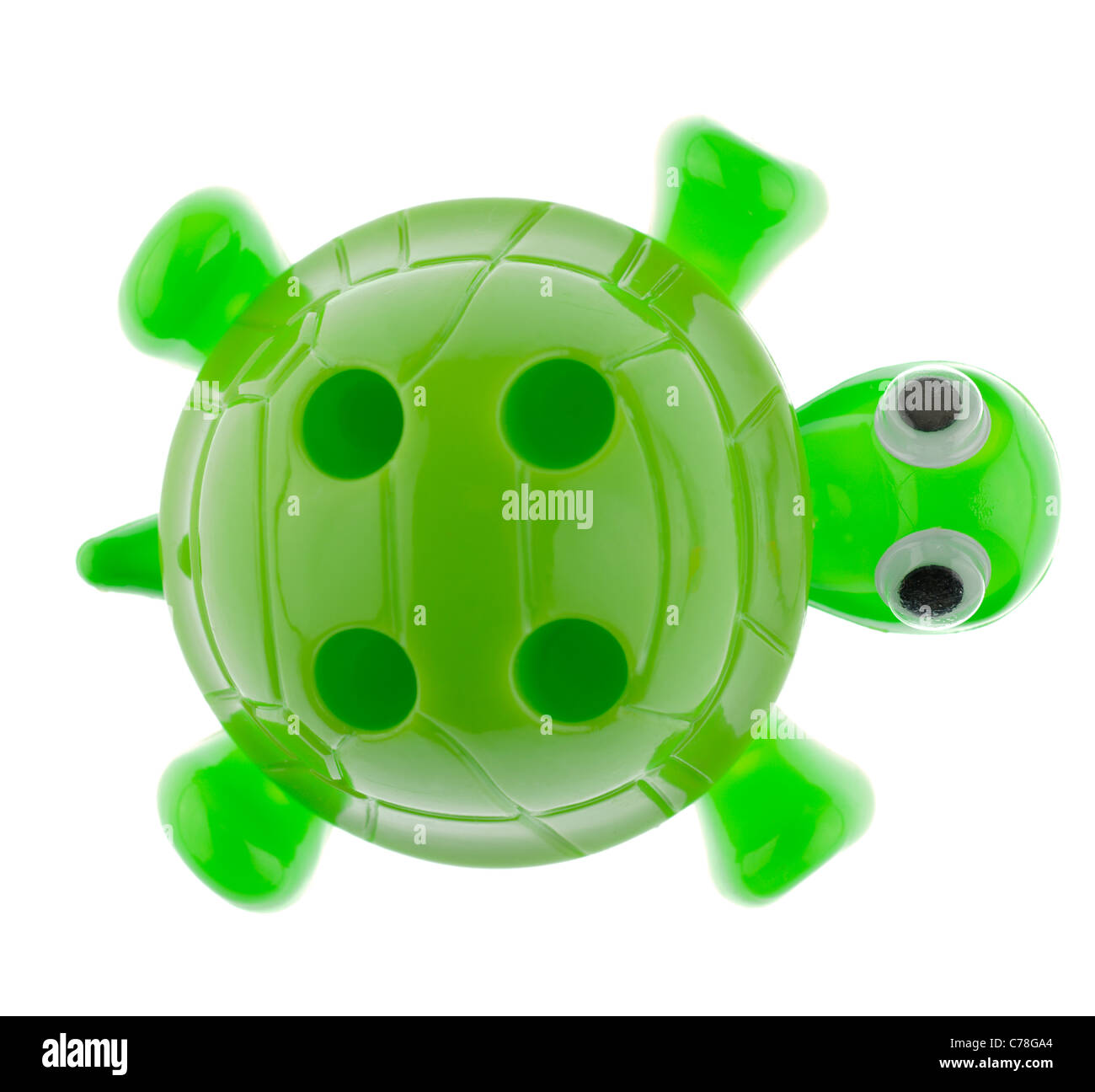 Grüne Kunststoff Schildkröte vier verschanzt Stifthalter Stockfoto