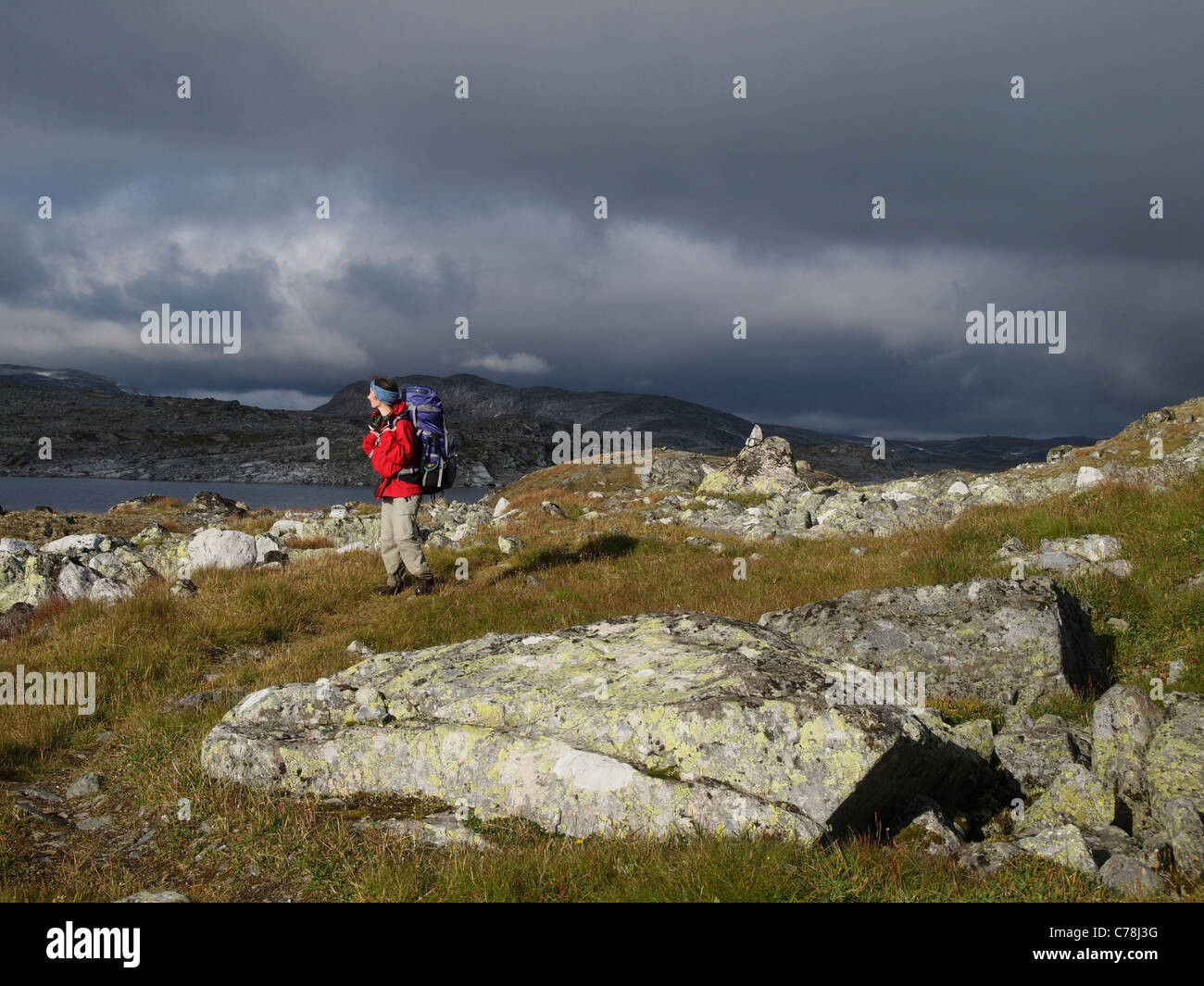 Wanderung mit dem Volavatnet, Skarvheimen, Norwegen Stockfoto