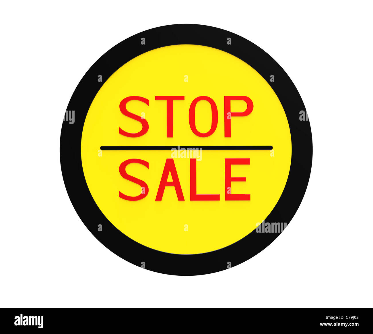 Symbol Stop Verkauf isoliert auf weiss Stockfoto
