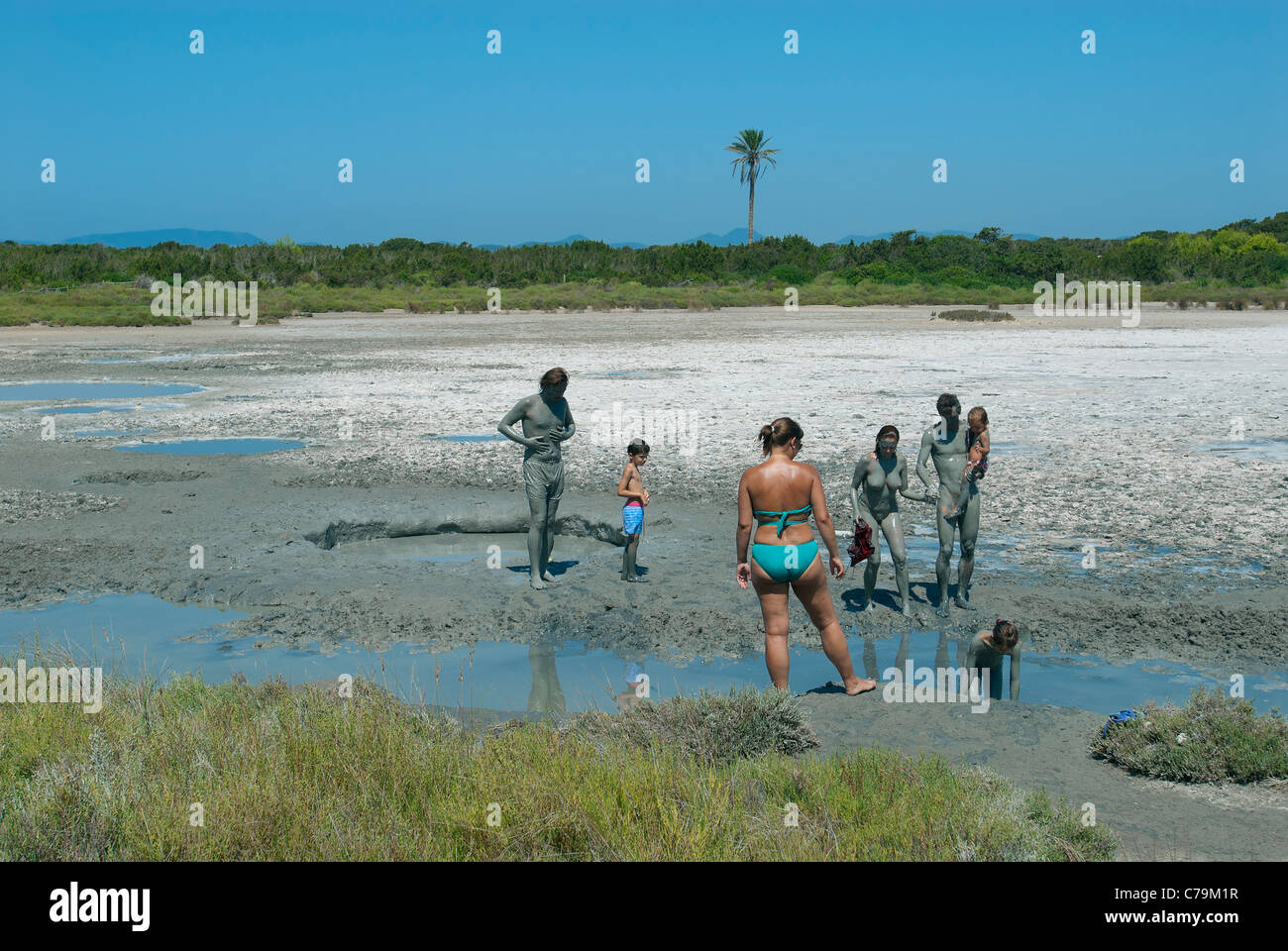 Bio Schlammbad, Espalmador, Formentera, Balearen, Spanien Stockfoto