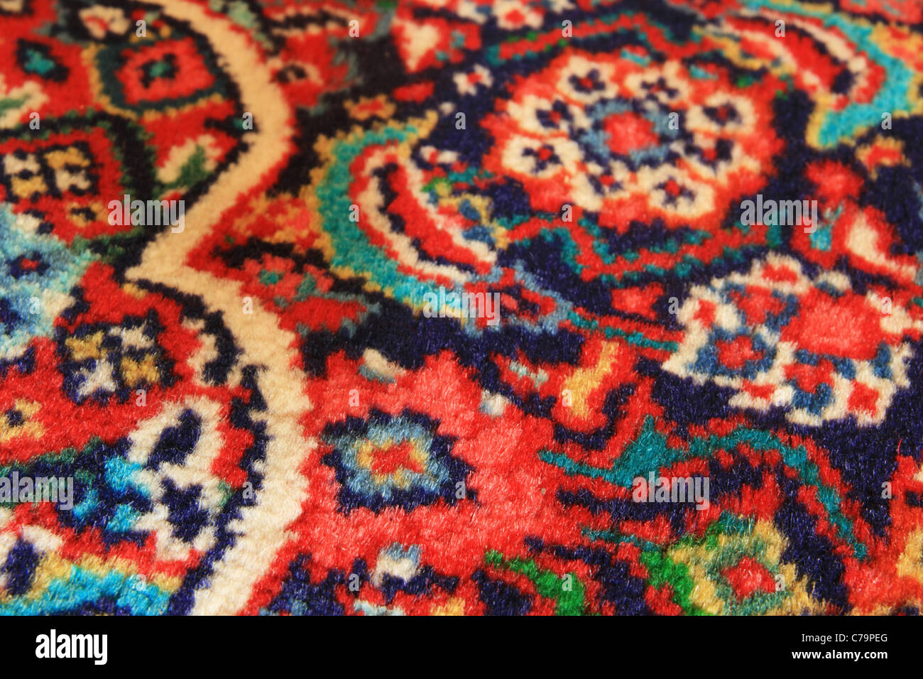 schrägen Winkel Sarouk persische Wolldecke detail Stockfoto