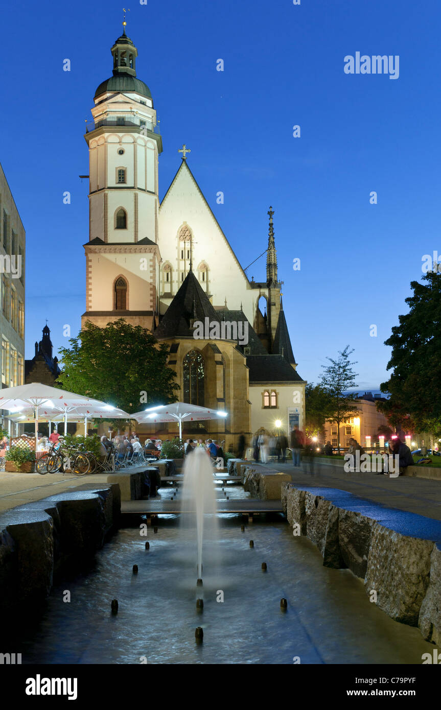 Thomaskirche, St. Thomaskirche, in den Abend, Leipzig, Sachsen, Deutschland, Europa Stockfoto
