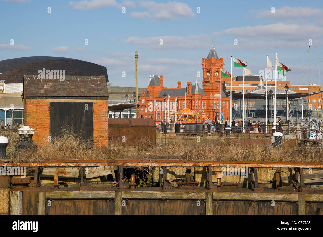 Anderen Seite der Bucht von Cardiff, Cardiff, Caerdydd, South Glamorgan, Wales, UK Stockfoto