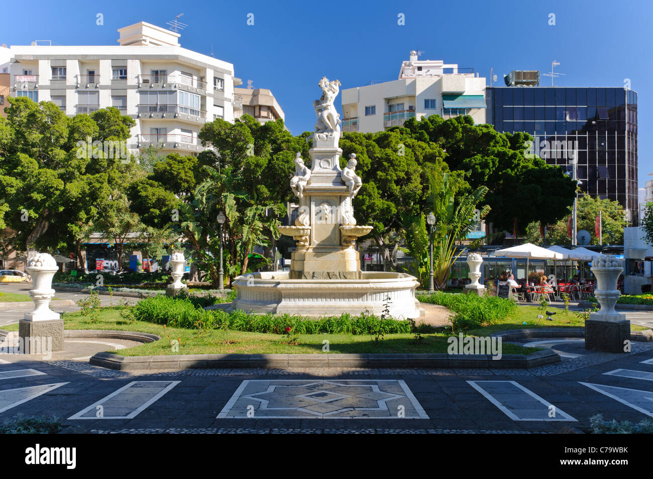 Brunnen auf der Plaza General Weyler Quadrat, Santa Cruz, Teneriffa, Kanarische Inseln, Spanien, Europa Stockfoto