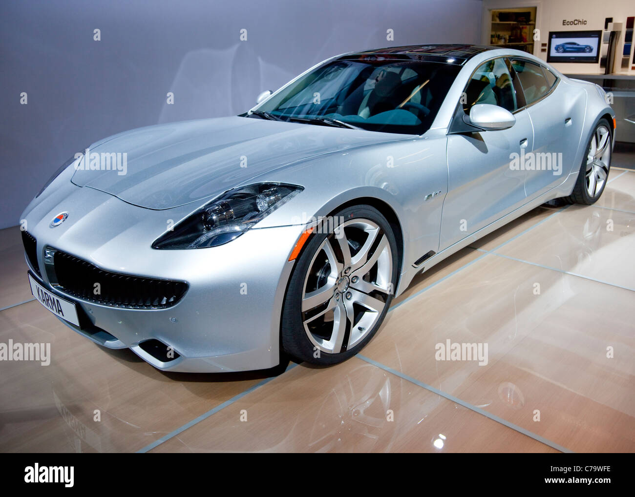 Fisker Karma elektrischer Luxus Neufahrzeug mit erweiterter Reichweite IAA 2011 International Motor Show in Frankfurt Am Main, Deutschland Stockfoto