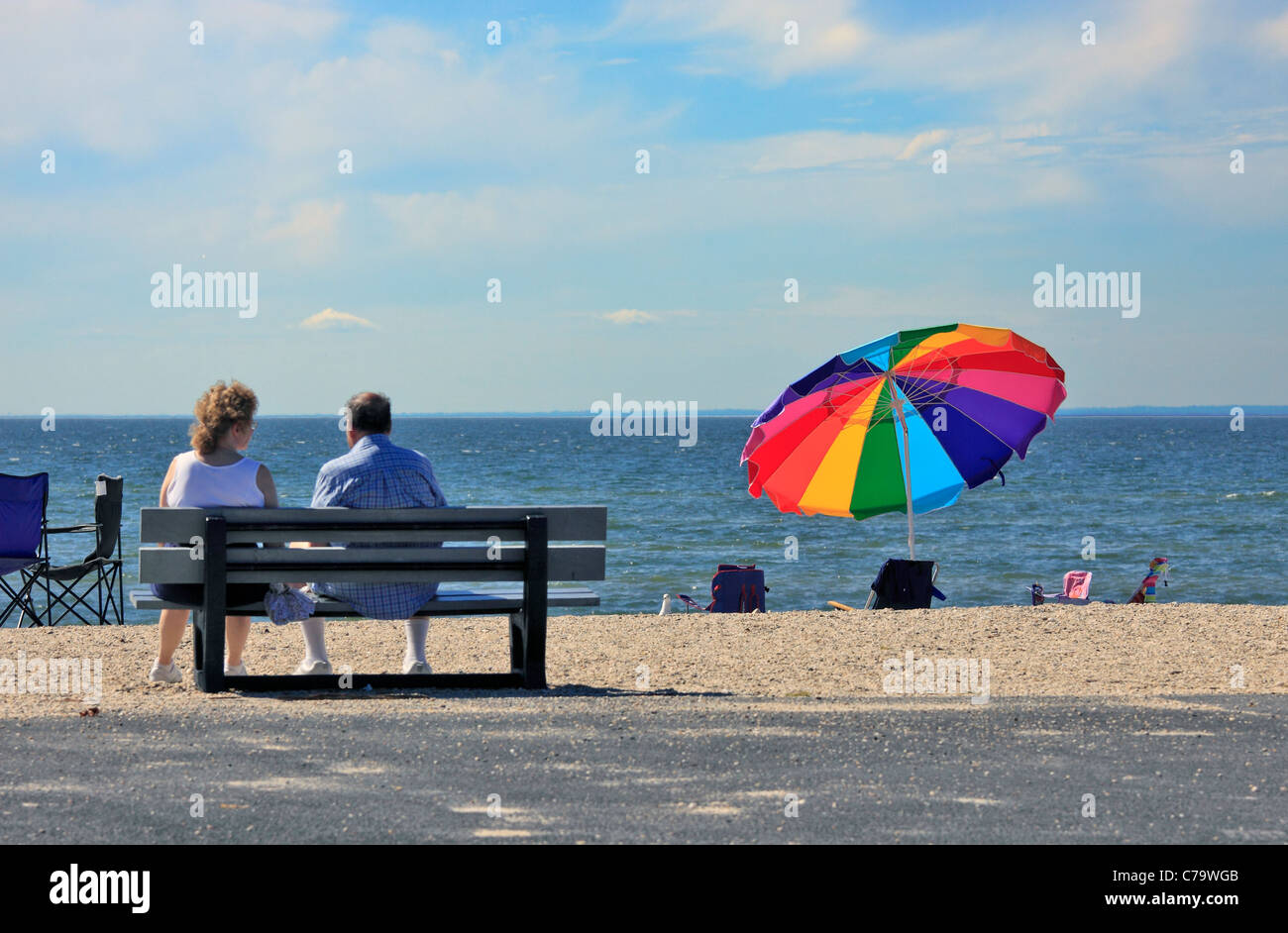 Wiese Weststrand auf Long Island Sound Stony Brook NY Stockfoto