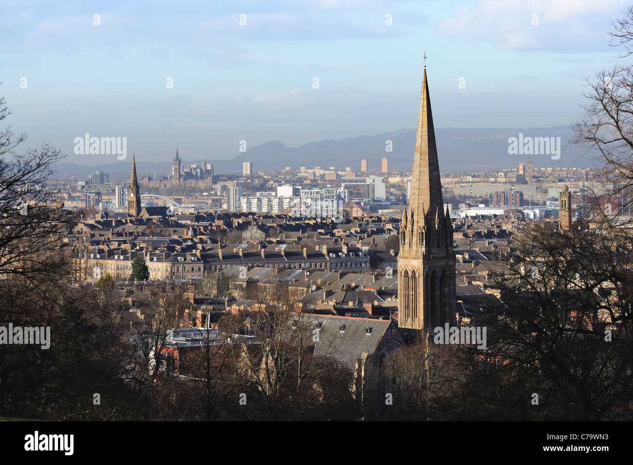 Nördlich von Queens Park, Glasgow University über die Dächer anzeigen Stockfoto