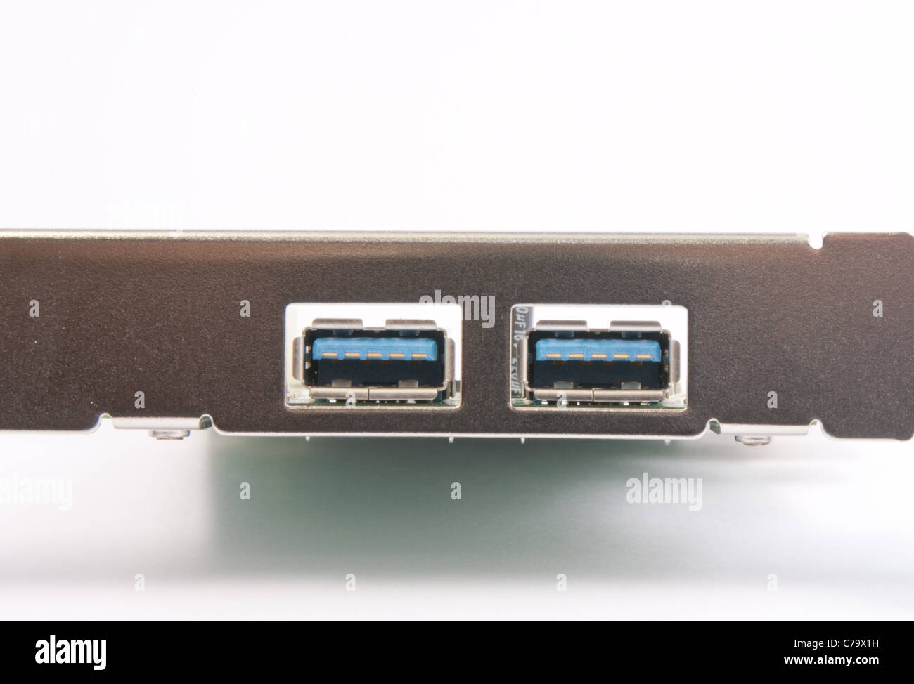 USB 3.0-Ports auf der Rückseite des PC-Erweiterungskarte Stockfoto