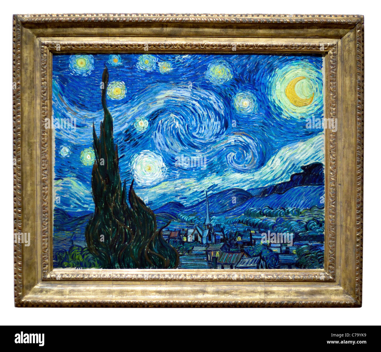 Foto von der berühmten Sternennacht Originalgemälde des Künstlers Vincent Van Gogh. Öl auf Leinwand. Stockfoto
