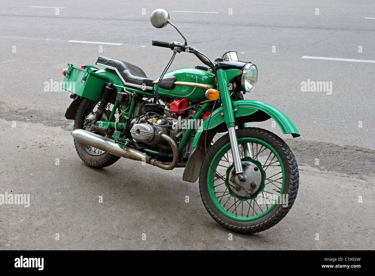 grüne Motorrad Stockfoto