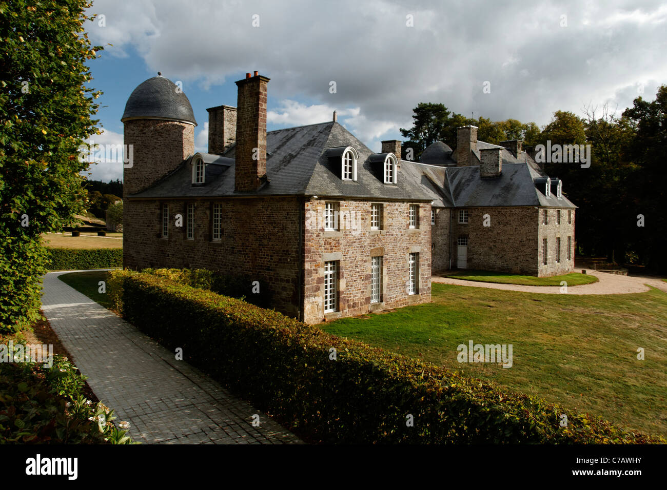 Pontécoulant Burg, 14. Jahrhundert (Condé-Sur-Noireau, Calvados, Normandie, Frankreich) Stockfoto