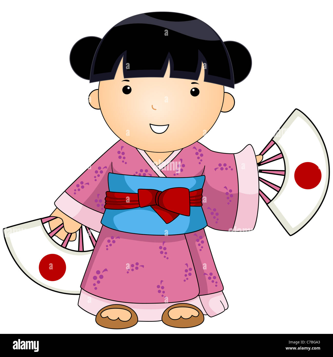 Abbildung einer Frau, die in japanischen Kostüm gekleidet Stockfoto