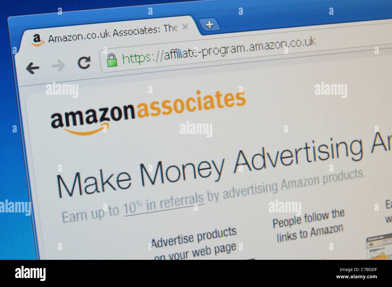 Amazon Associates screenshot Stockfoto