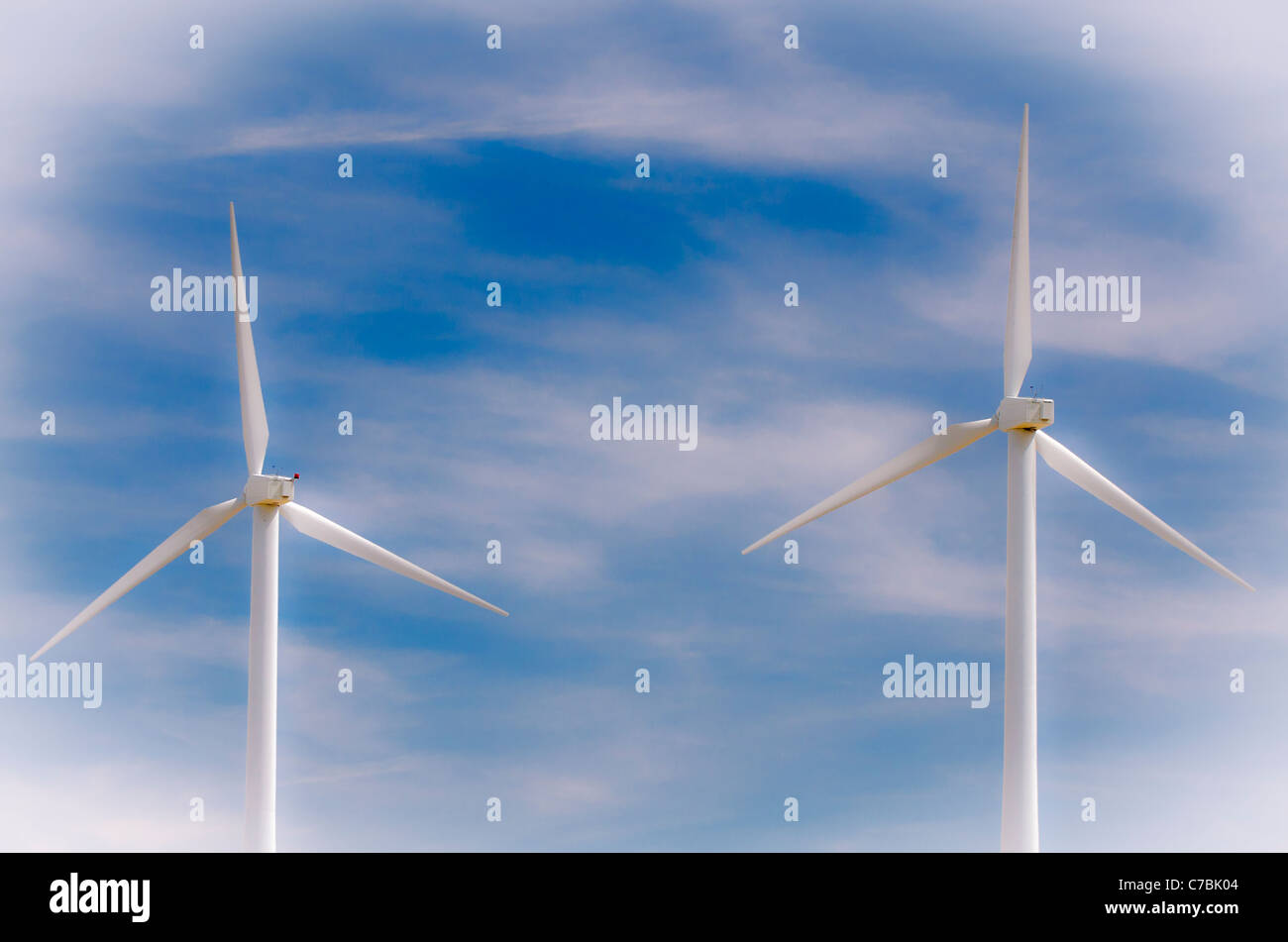 Windkraftanlagen an San Gorgonio Pass Wind Farm, Palm Springs, Kalifornien USA Stockfoto