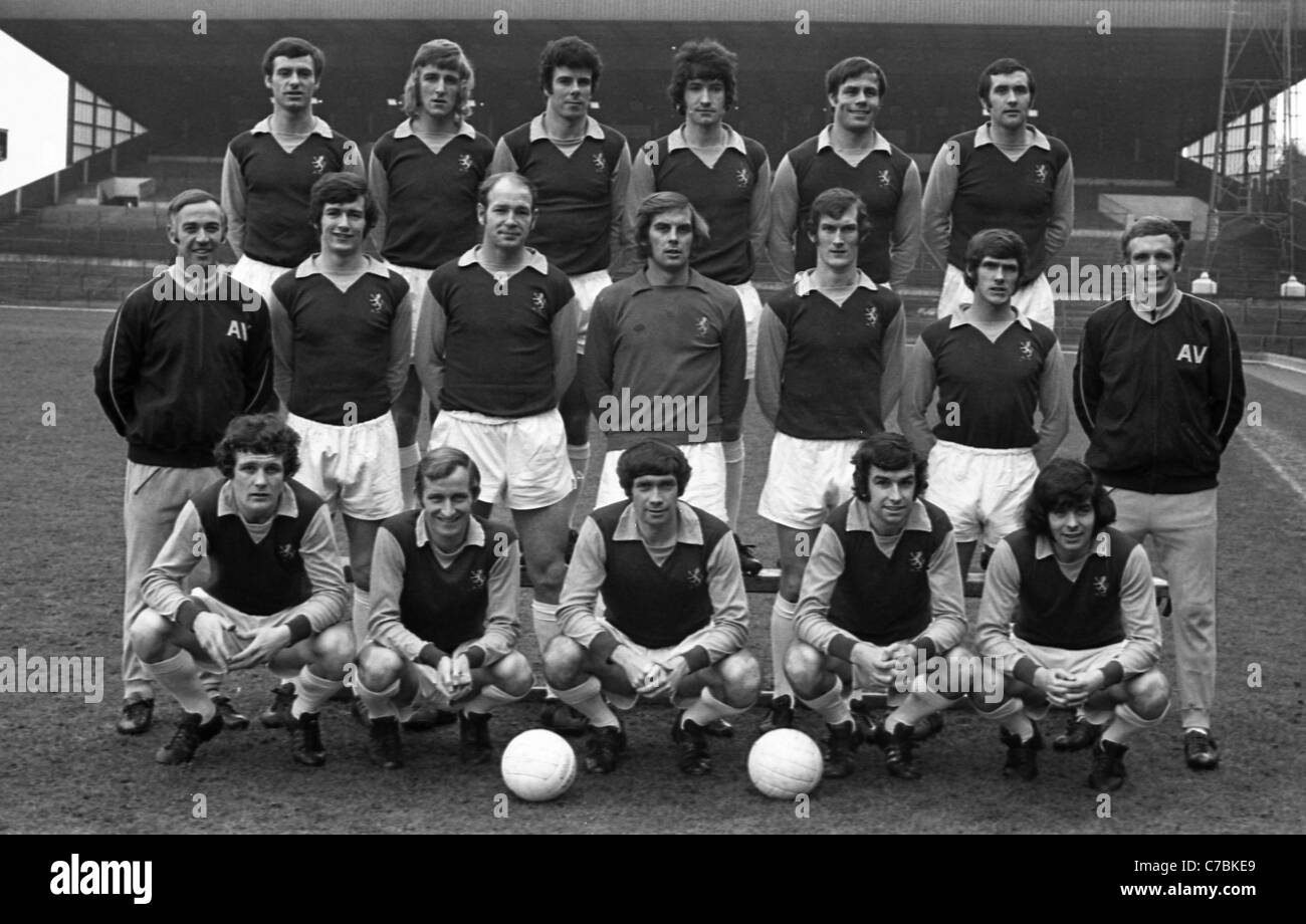 Aston Villa Football team 21.01.71 zurück Rudern, Chico Hamilton, Charlie Aitken, Pat McMahon, George Curtis, Keith Bradley, Lew Chatte Stockfoto