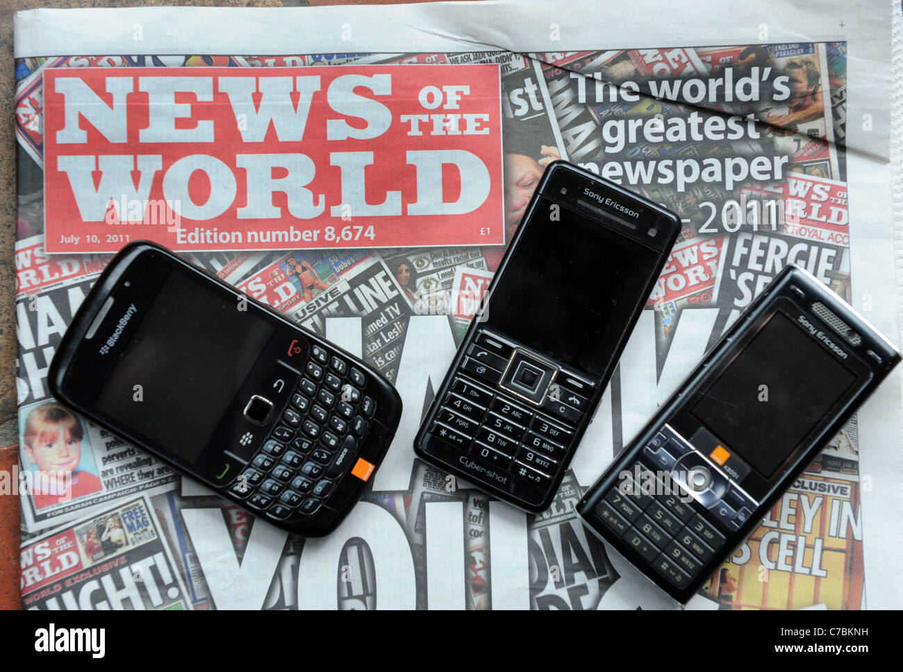 Die letzte Ausgabe der News der Welt Zeitung nach dem Handy hacking Skandal Stockfoto