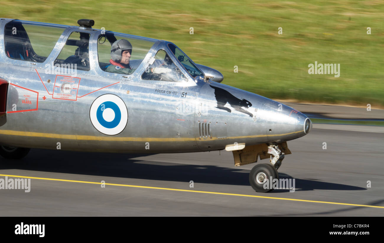 Veteran Fouga Magister Jet Trainer der finnischen Luftwaffe Stockfoto