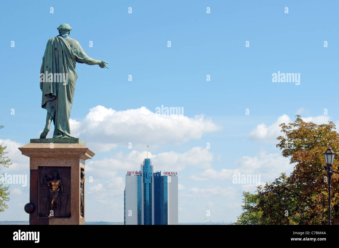 Denkmal-Gouverneur von Odessa - Herzog von Richelieu (Armand Emmanuel Sophie Septimanie de Vignerot du Plessis), Odessa, Ukraine Stockfoto