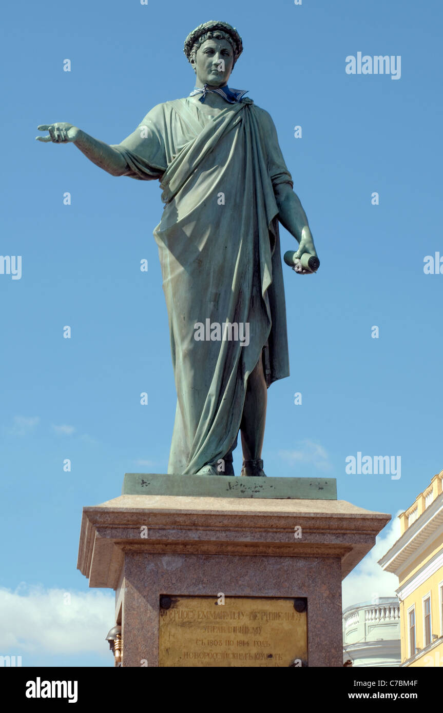 Denkmal-Gouverneur von Odessa - Herzog von Richelieu (Armand Emmanuel Sophie Septimanie de Vignerot du Plessis), Odessa, Ukraine Stockfoto
