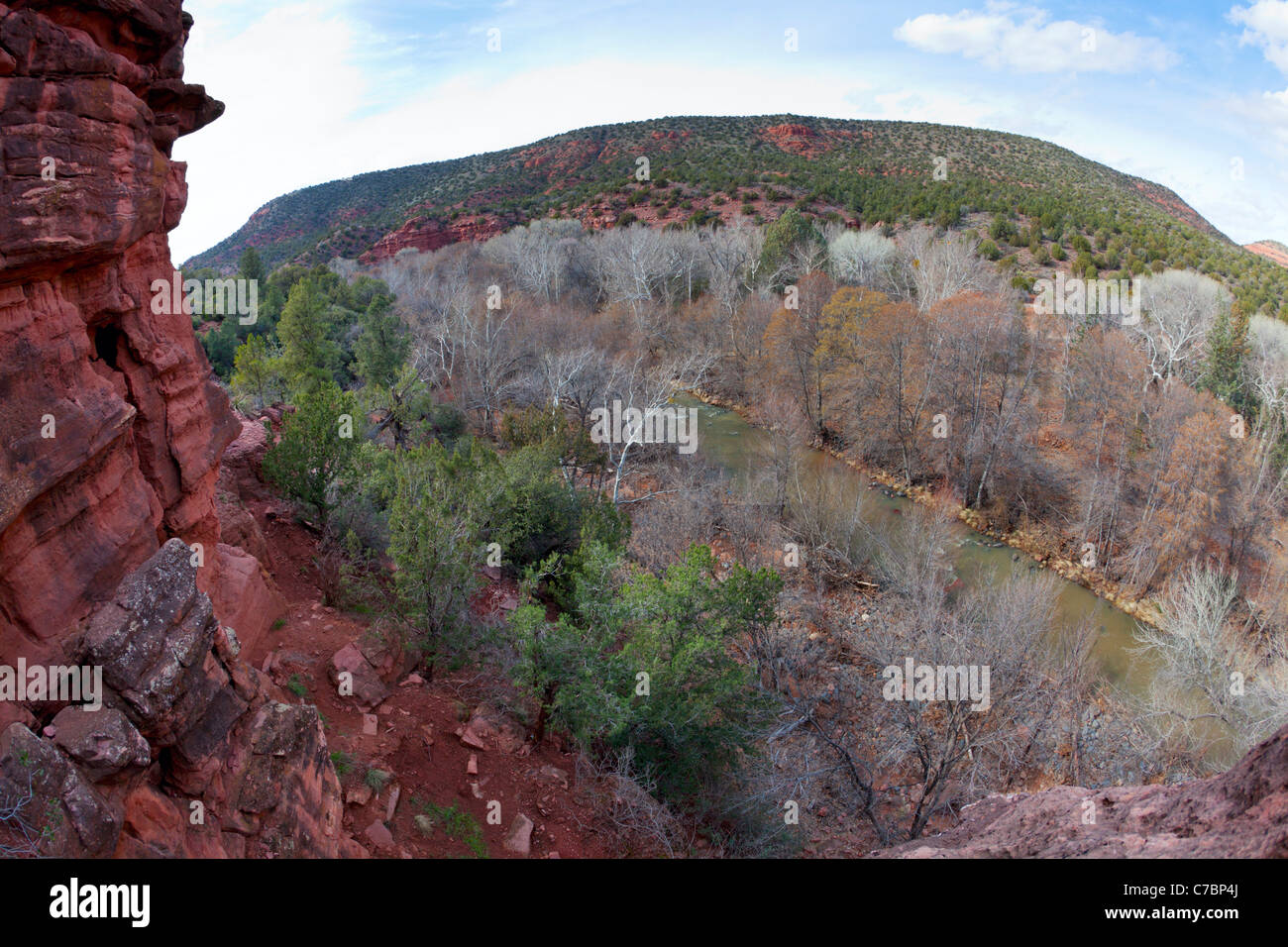 Ansicht des Oak Creek in Sedona, Arizona Stockfoto