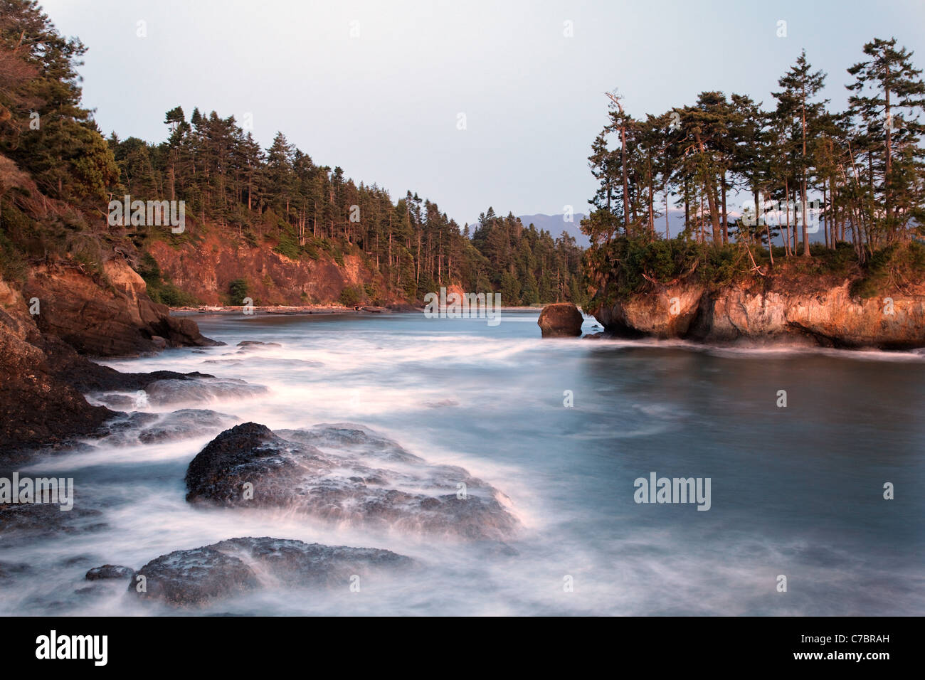 Zerklüftete Küstenlinie in Salt Creek Recreation Area, Clallam County, Washington, USA Stockfoto