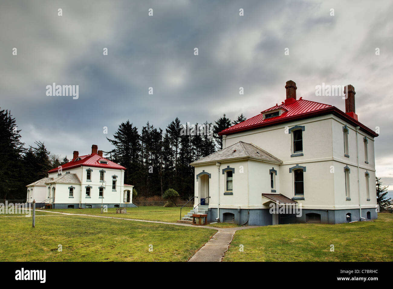 Lighthouse Keepers Residenz für North Head Leuchtturm, Kap Enttäuschung State Park, Washington, USA Stockfoto