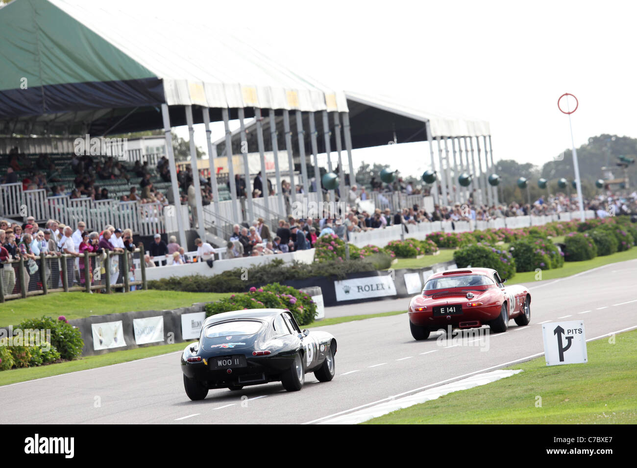 Goodwood Motor Circuit am ersten Tag des Goodwood Revival Meeting 2011. Stockfoto