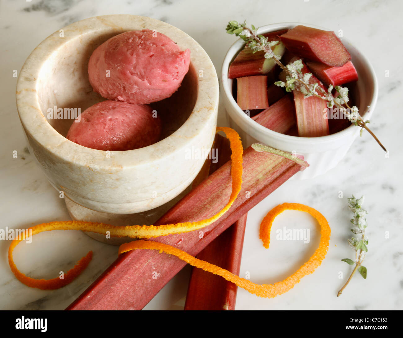 Rhabarber-sorbet, Konditor Laurie pfalzer, Gebäck, Handwerk Stockfoto