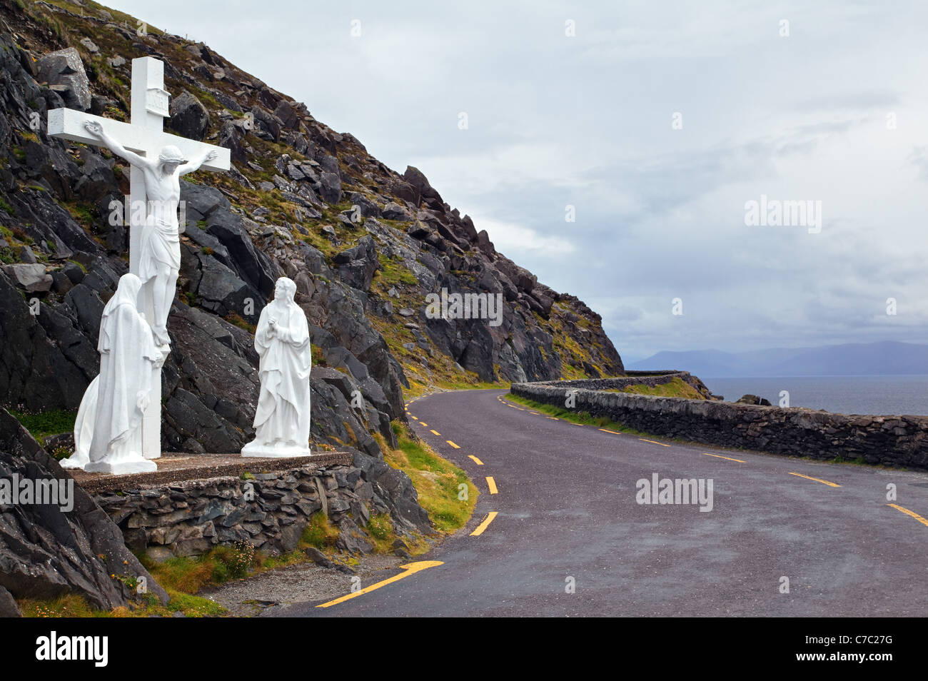 Slea Head Kruzifix, Slea Head Drive, Dingle Halbinsel Dingle, County Kerry, Irland Stockfoto