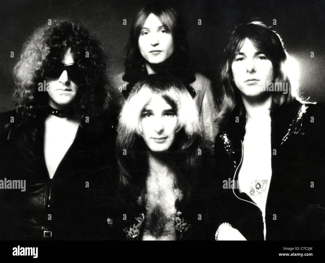 MOTT THE HOOPLE Promo-Foto über 1973. aus l: Ian Hunter, Dale Griffin (oben) Peter Overend Watts, Ariel Bender Stockfoto