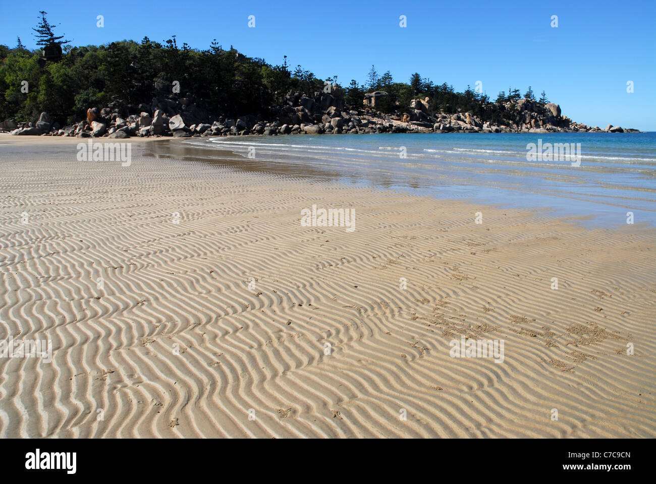 Strand bei Ebbe mit Sand Wellen, Florenz Bay, Magnetic Island, Queensland, Australien Stockfoto