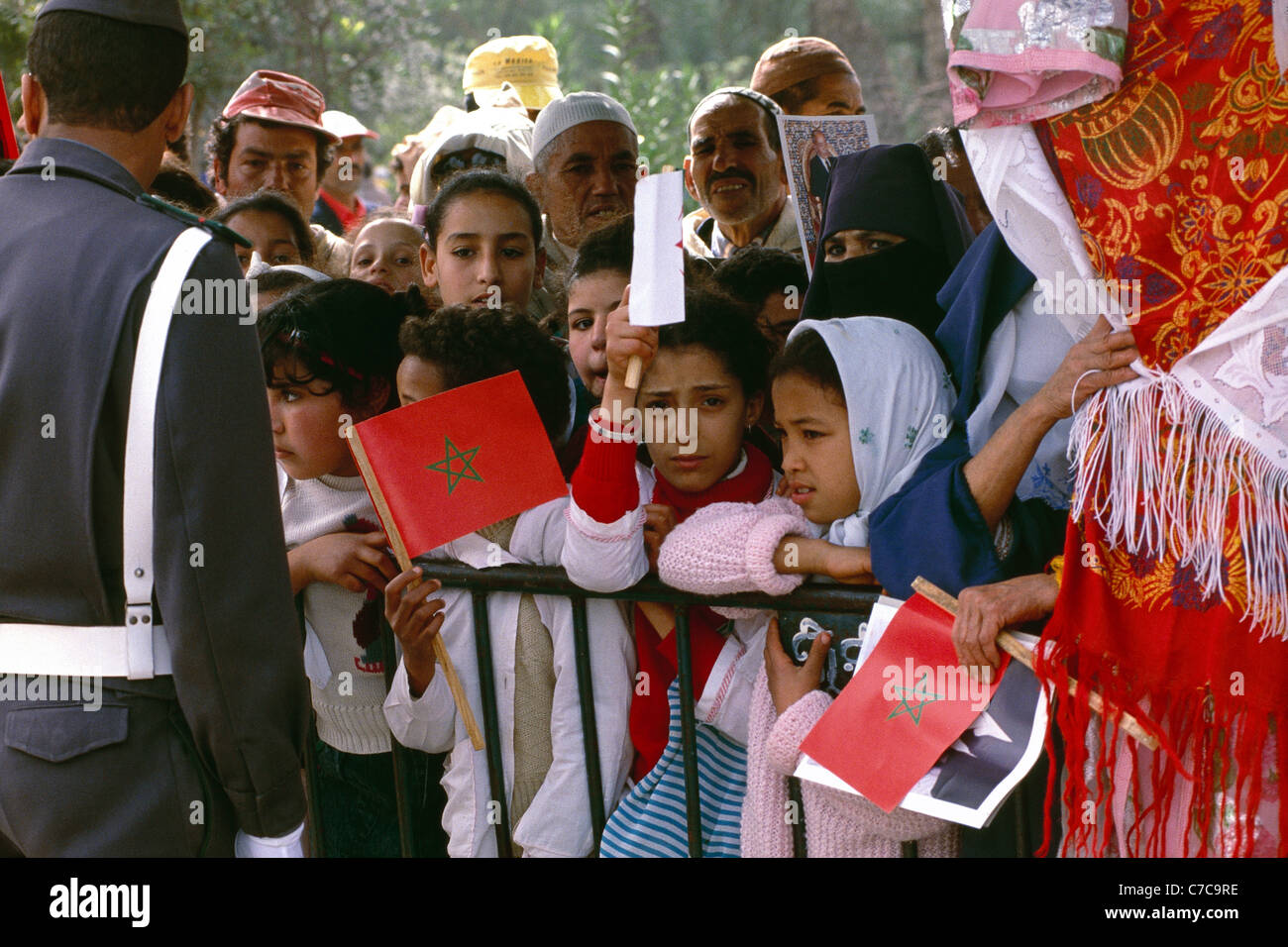 Die Szene bei der Unterzeichnung der Union des arabischen Maghreb in Marrakesch, Marokko, von Libyen, Marokko, Algerien, Tunesien und Mauretanien. Stockfoto