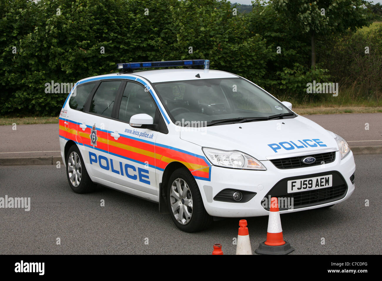 Leicestershire Polizei in der Nähe der Straße Stockfoto