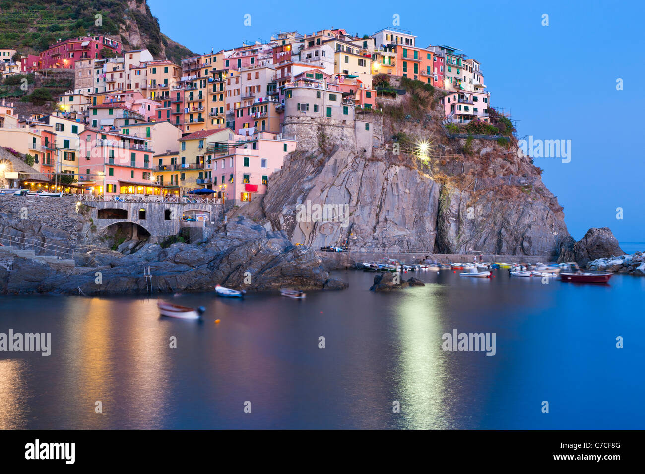 Manarola, Cinqueterre, UNESCO World Heritage Site, Ligurien, Italien, Europa Stockfoto
