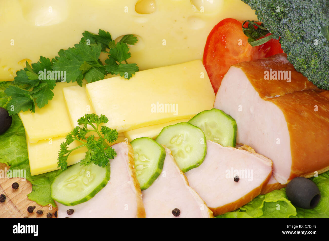 Speck mit Kräuter Petersilie, isoliert auf weiss Stockfoto