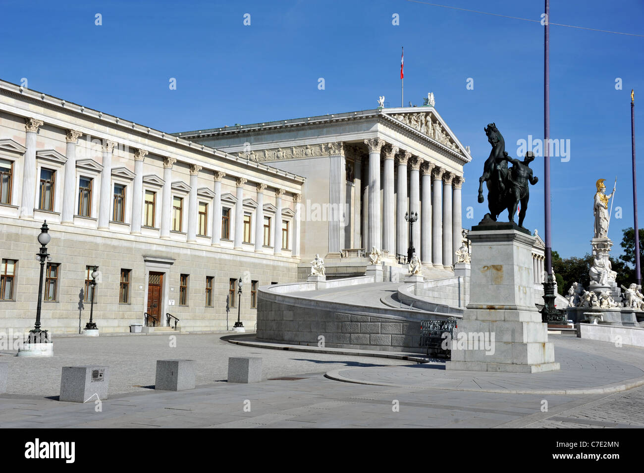 Parlamentsgebäude, Wien, Österreich, Houses of Parliament Österreichs. Stockfoto