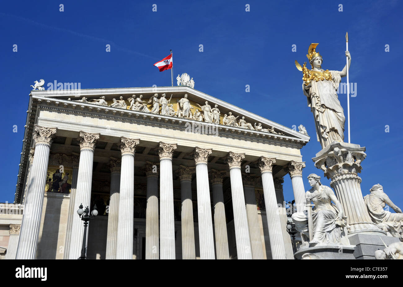 Parlamentsgebäude, Wien, Österreich, Houses of Parliament Österreichs. Stockfoto