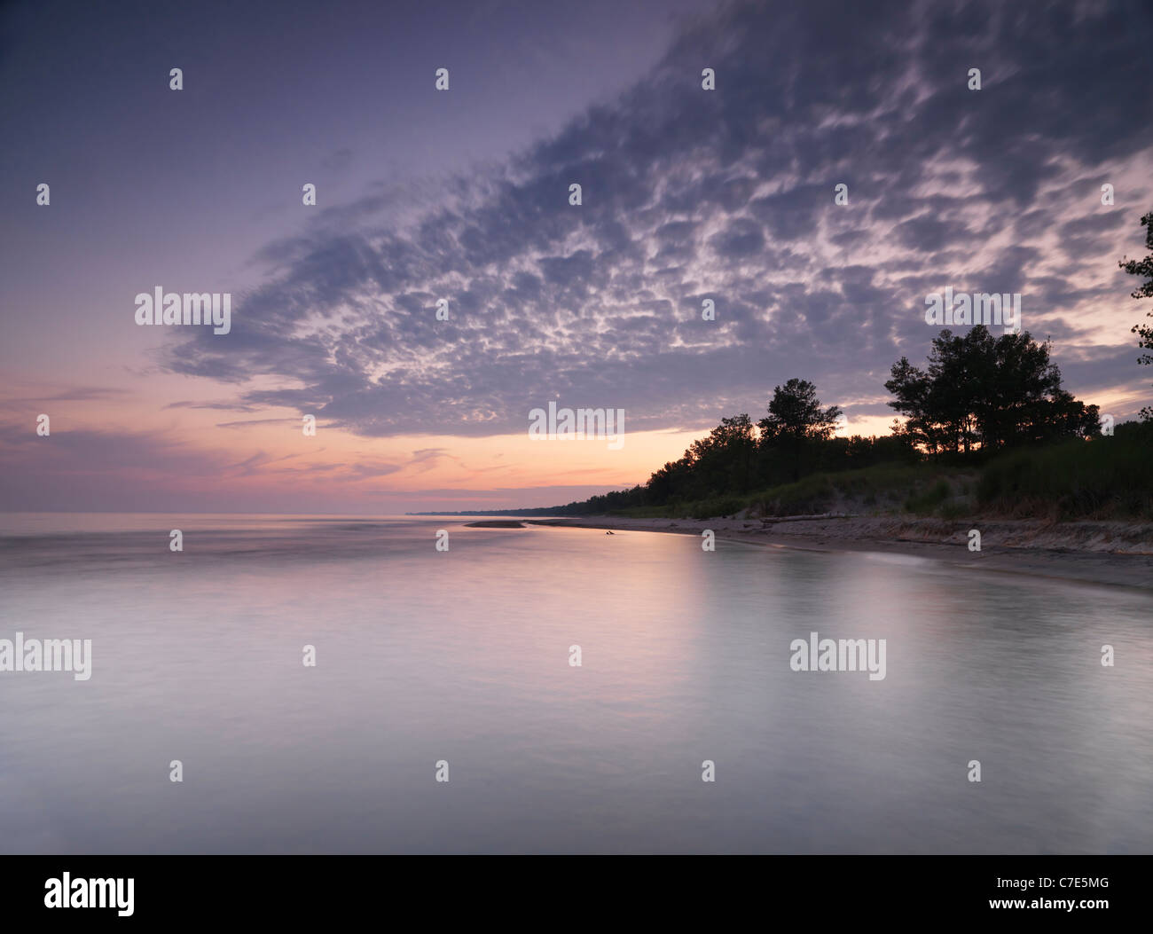 Lake Erie Long Point Beach bei Sonnenuntergang, Ontario, Kanada Stockfoto