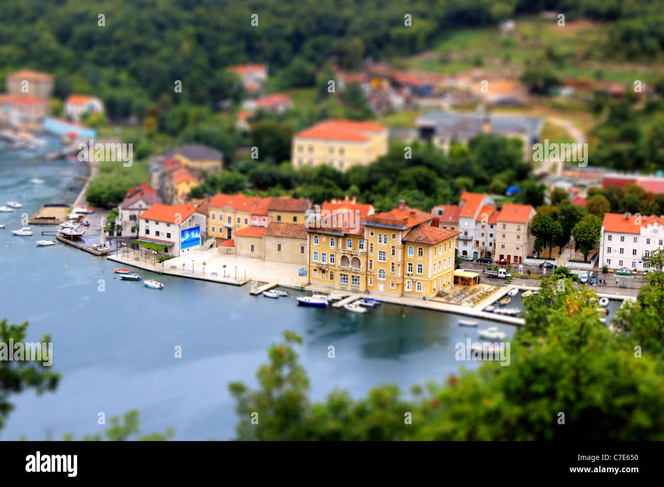Miniatur-Stadt Bakar, Tilt Shif - Kvarner, Kroatien Stockfoto