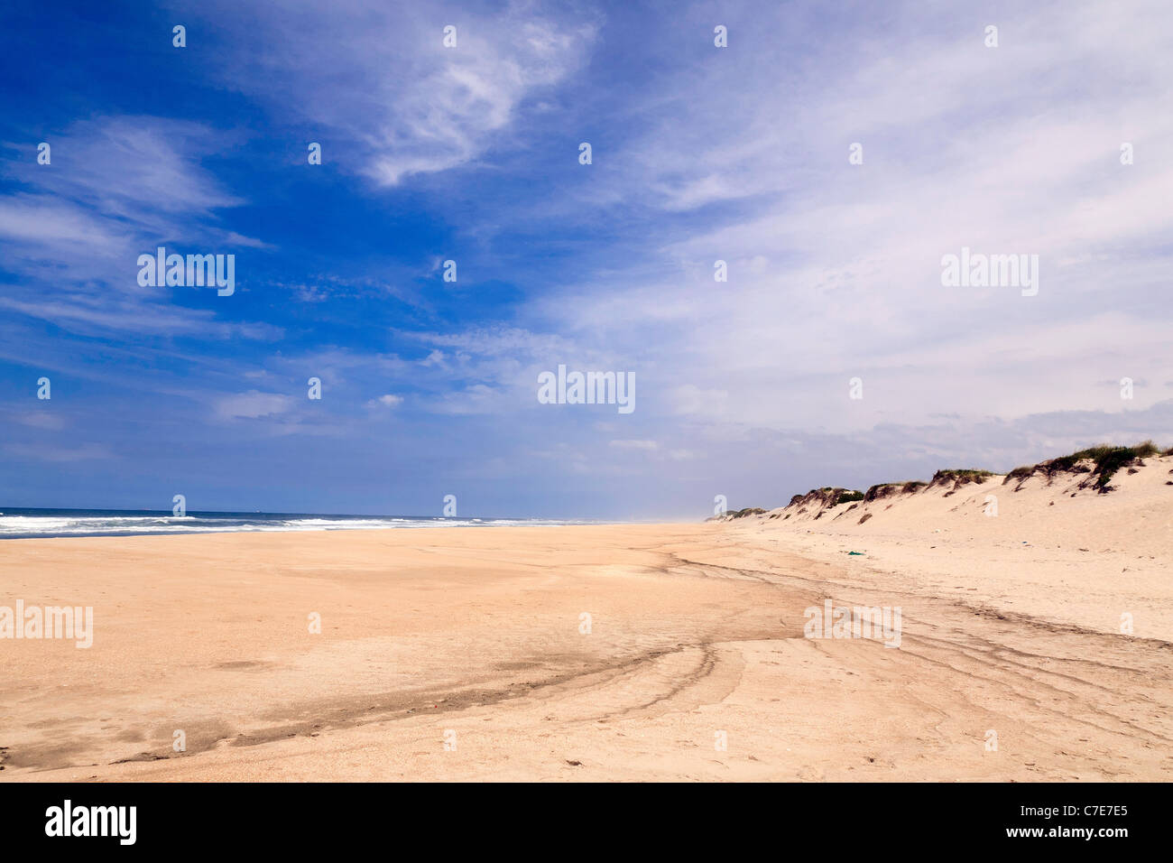 Langer Sandstrand mit Dünen - Praia de Mira - Westküste, Portugal Stockfoto