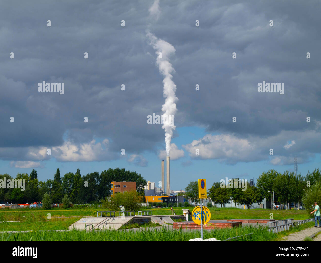 Rauch, Dampf Hemweg Centrale, die wichtigsten Triebwerk aus Amsterdam. Stockfoto