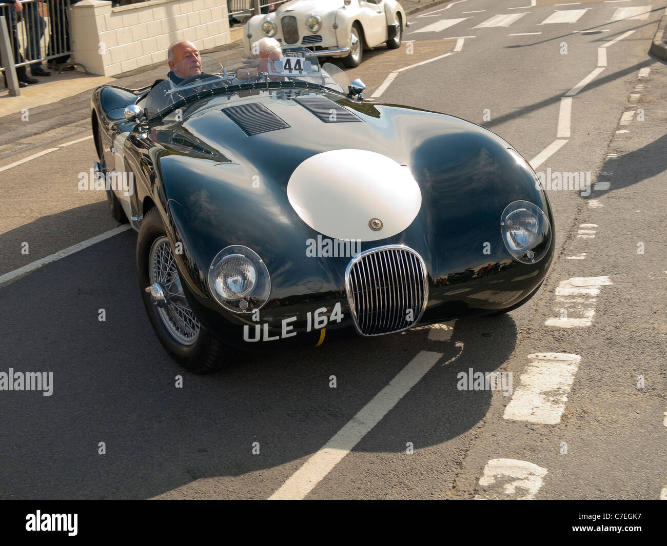 Eine 1957 Jaguar C-Type Replik Sportwagen bei einem historischen Motor Versammlung im September 2011 im Saltburn Cleveland UK Stockfoto